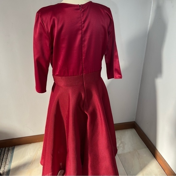 FKSP Burgundy Red Formal Gown A-line Maxi Circle Skirt Holiday Evening Dress - Picture 6 of 12